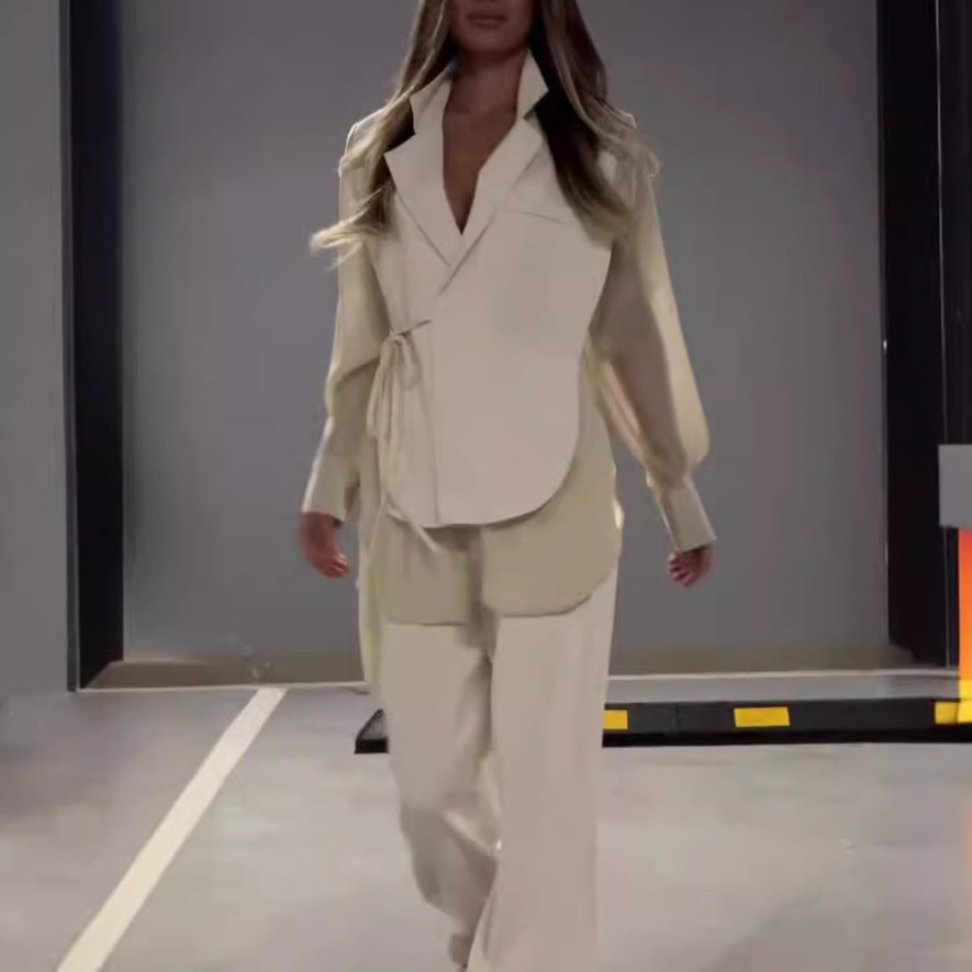 Élégance en Chiffon – Ensemble Top et Pantalon Femme