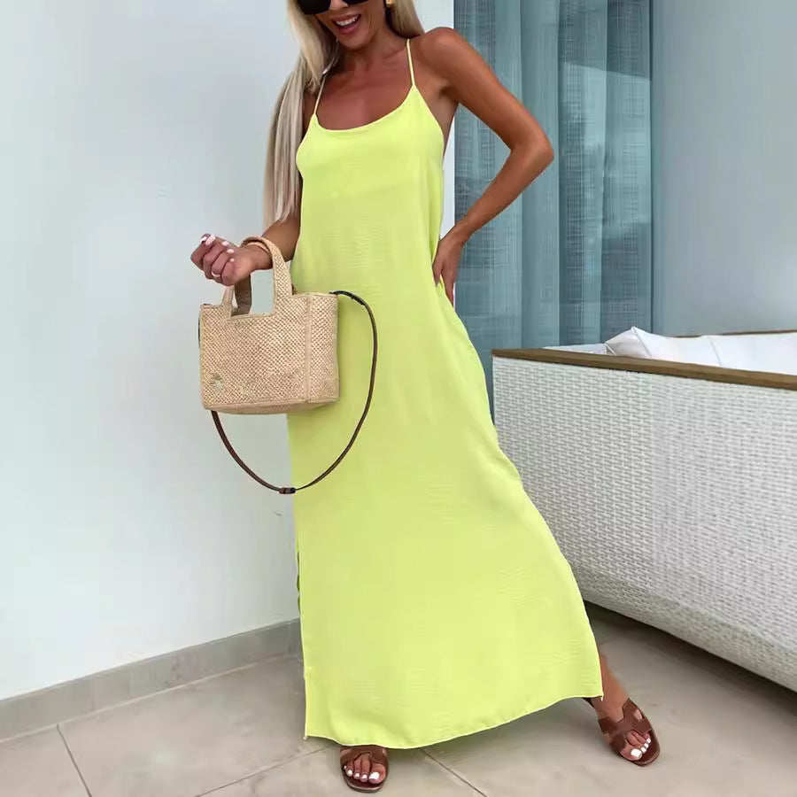 Robe de vacances grande taille à bretelles amples pour femme