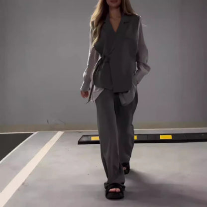 Élégance en Chiffon – Ensemble Top et Pantalon Femme