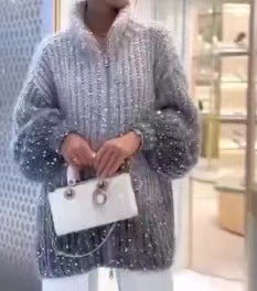 Manteau Chic Western à Sequins et Tricot