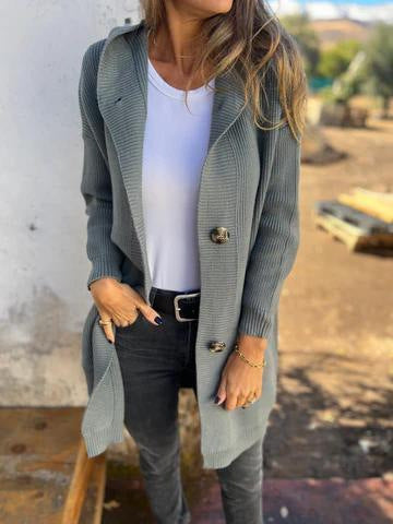 Cardigan Mi-Long Léger pour Femme – Gris Clair